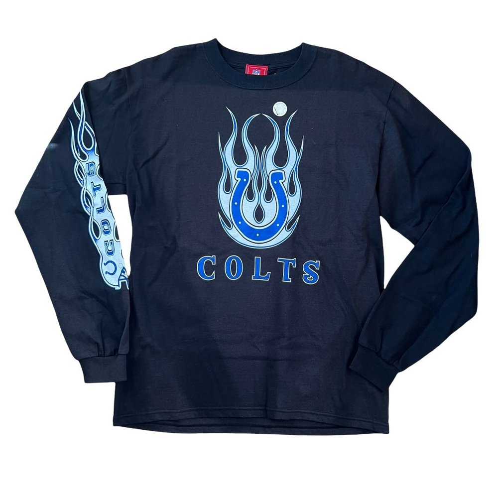NWT New Old Stock Vintage NFL Indianapolis Colts Flame Graphic Long Slee…